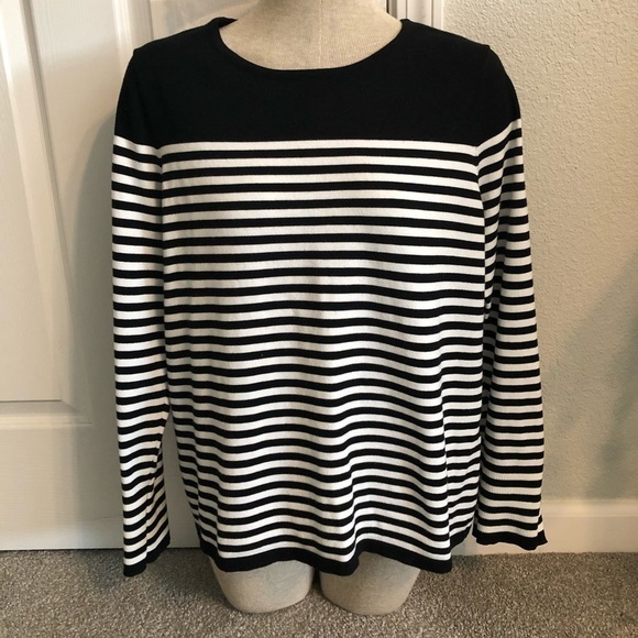 CHICOS STRIPED BUTTON-SLEEVE PULLOVER SWEATER / 2 - Picture 3 of 11